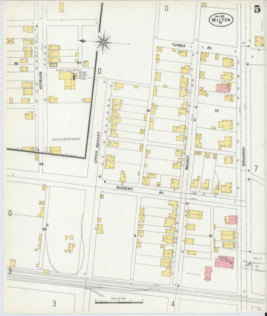 Sanborn Fire Insurance Map from Milton, Northumberland County, Pennsylvania (1901), Sheet #0005 - Historic Sanborn Fire Insurance Map Print, vintage old map wall art, antique decor, genealogy gift, Pennsylvania Pennsylvania map
