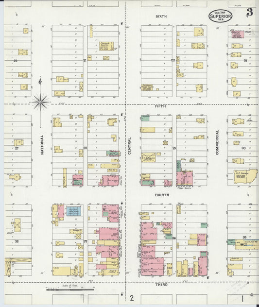 Sanborn Fire Insurance Map from Superior, Nuckolls County, Nebraska (1904), Sheet #0003 - Historic Sanborn Fire Insurance Map Print, vintage old map wall art, antique decor, genealogy gift, Nebraska Nebraska map