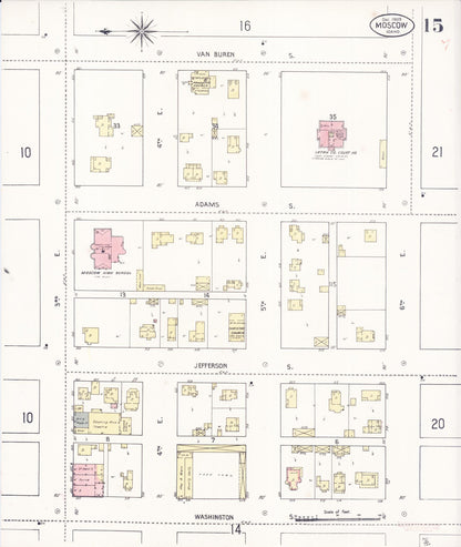 Sanborn Fire Insurance Map from Moscow, Latah County, Idaho (1909), Sheet #0015 - Complete Map Set gallery image, historic Sanborn map, vintage wall art, Idaho Idaho
