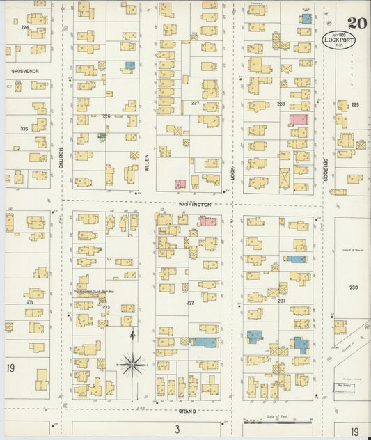 Sanborn Fire Insurance Map from Lockport, Niagara County, New York (1903), Sheet #0020 - Historic Sanborn Fire Insurance Map Print, vintage old map wall art, antique decor, genealogy gift, New York New York map