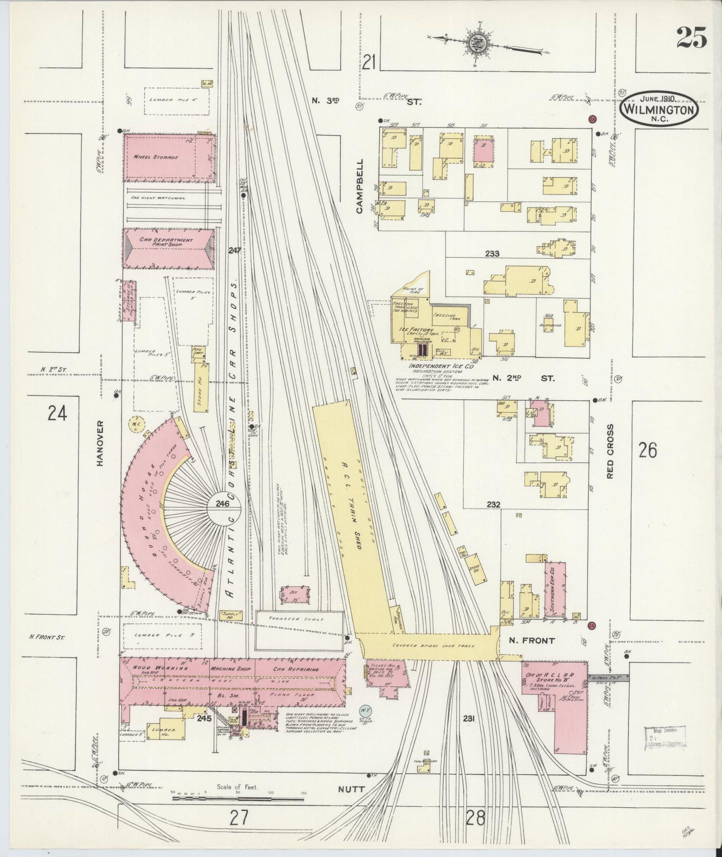 Sanborn Fire Insurance Map from Wilmington, New Hanover County, North Carolina (1910), Sheet #0025 - Complete Map Set gallery image, historic Sanborn map, vintage wall art, North Carolina North Carolina
