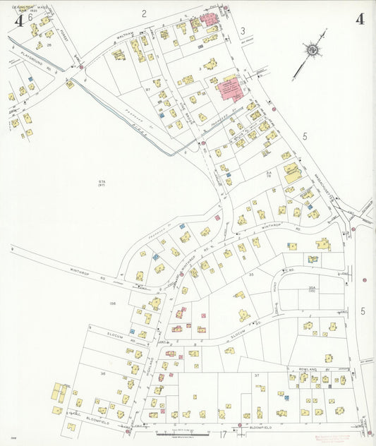 Sanborn Fire Insurance Map from Lexington, Middlesex County, Massachusetts (1935), Sheet #0004 - Historic Sanborn Fire Insurance Map Print, vintage old map wall art, antique decor, genealogy gift, Massachusetts Massachusetts map