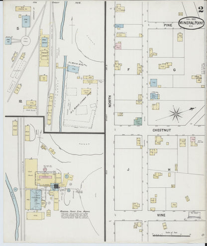Sanborn Fire Insurance Map from Mineral Point, Iowa County, Wisconsin (1889), Sheet #0002 - Complete Map Set gallery image, historic Sanborn map, vintage wall art, Wisconsin Wisconsin