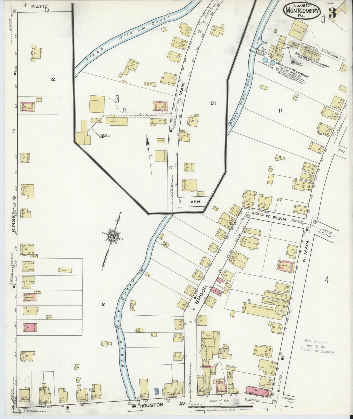 Sanborn Fire Insurance Map from Montgomery, Lycoming County, Pennsylvania (1920), Sheet #0003 - Historic Sanborn Fire Insurance Map Print, vintage old map wall art, antique decor, genealogy gift, Pennsylvania Pennsylvania map