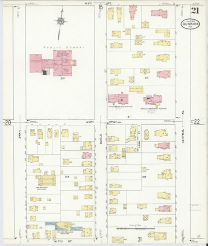 Sanborn Fire Insurance Map from Dunkirk, Chautauqua County, New York (1910), Sheet #0021 - Complete Map Set gallery image, historic Sanborn map, vintage wall art, New York New York