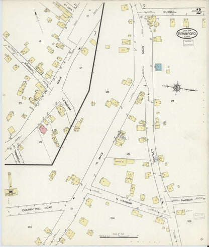 Sanborn Fire Insurance Map from Branford, New Haven County, Connecticut (1914), Sheet #0002 - Complete Map Set gallery image, historic Sanborn map, vintage wall art, Connecticut Connecticut