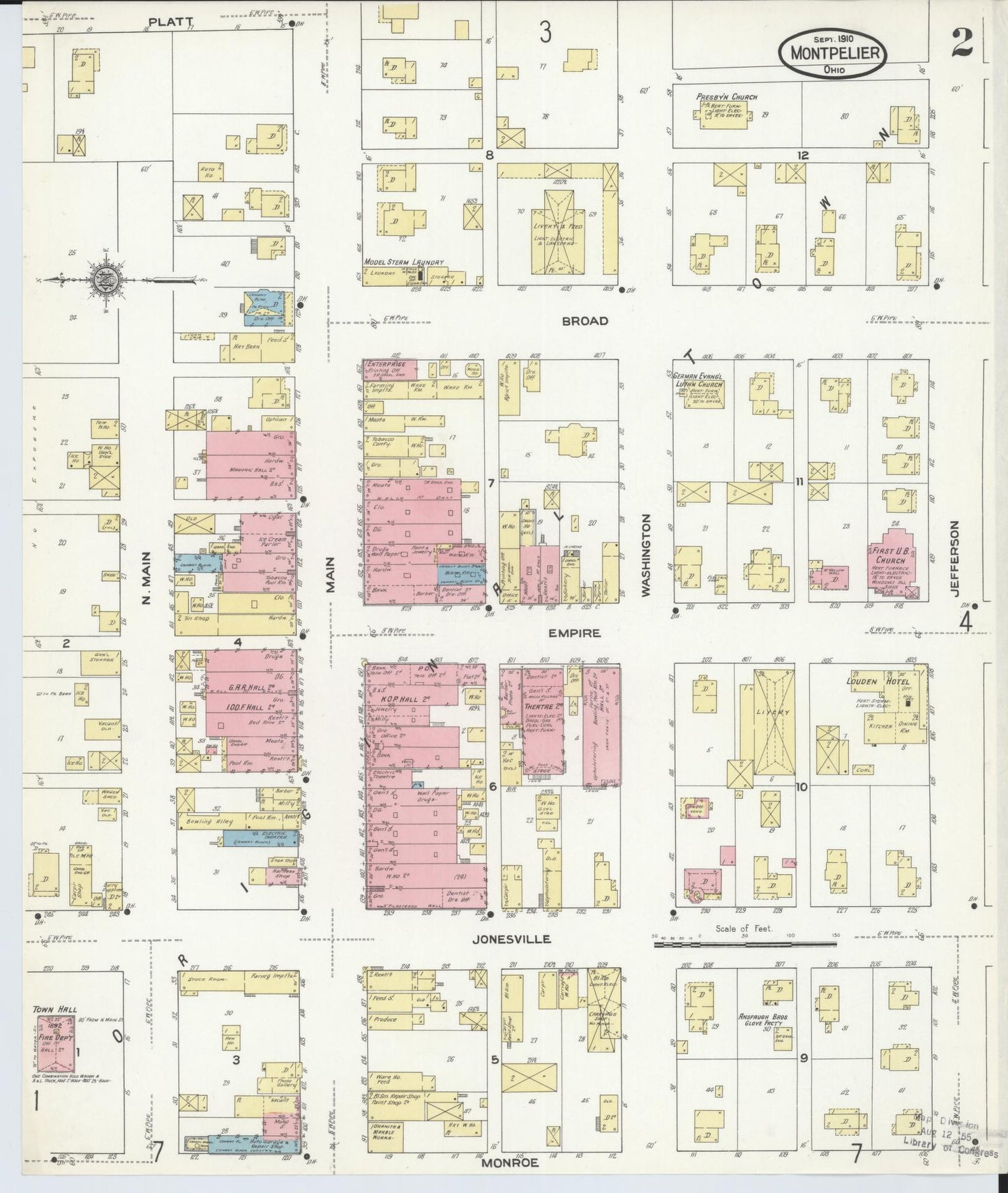 Sanborn Fire Insurance Map from Montpelier, Williams County, Ohio (1910), Sheet #0002 - Complete Map Set gallery image, historic Sanborn map, vintage wall art, Ohio Ohio