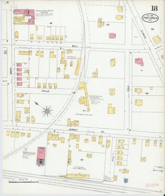 Sanborn Fire Insurance Map from Port Jervis, Orange County, New York (1905), Sheet #0018 - Historic Sanborn Fire Insurance Map Print, vintage old map wall art, antique decor, genealogy gift, New York New York map