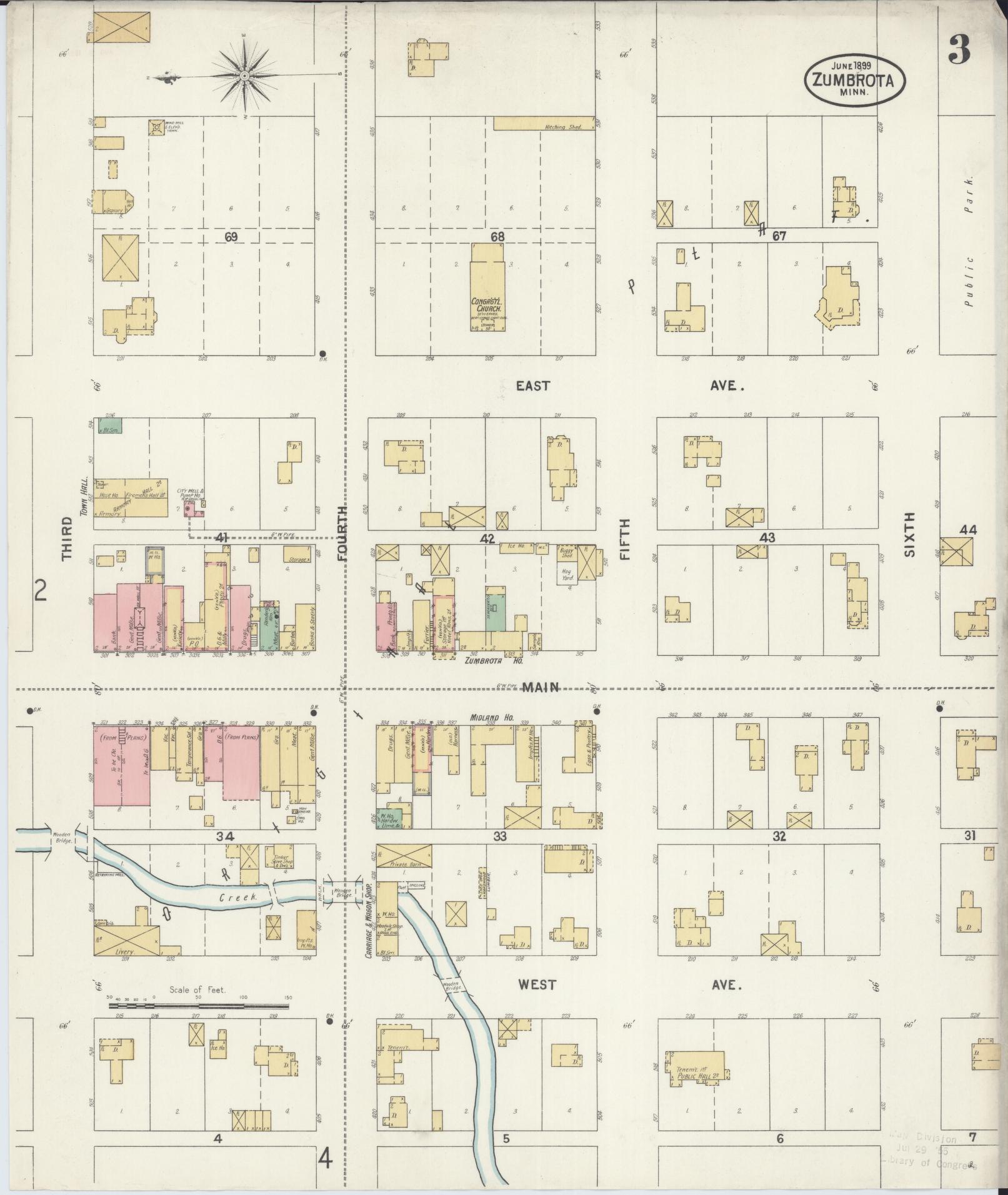 Sanborn Fire Insurance Map from Zumbrota, Goodhue County, Minnesota (1899), Sheet #0003 - Complete Map Set gallery image, historic Sanborn map, vintage wall art, Minnesota Minnesota