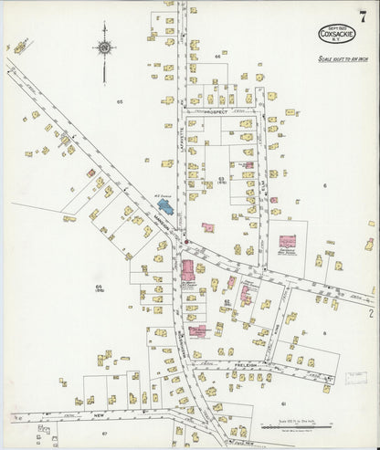 Sanborn Fire Insurance Map from Coxsackie, Greene County, New York (1920), Sheet #0007 - Historic Sanborn Fire Insurance Map Print, vintage old map wall art, antique decor, genealogy gift, New York New York map