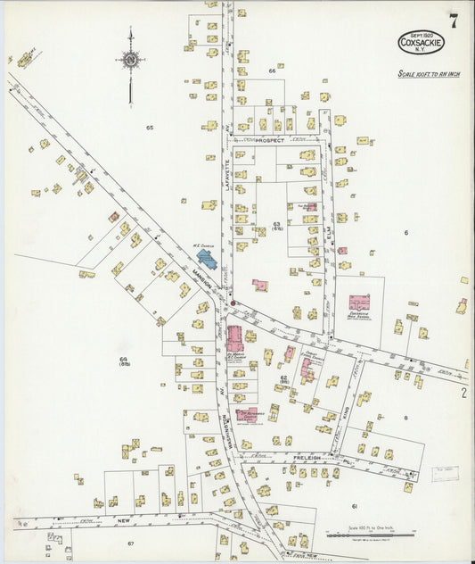 Sanborn Fire Insurance Map from Coxsackie, Greene County, New York (1920), Sheet #0007 - Historic Sanborn Fire Insurance Map Print, vintage old map wall art, antique decor, genealogy gift, New York New York map
