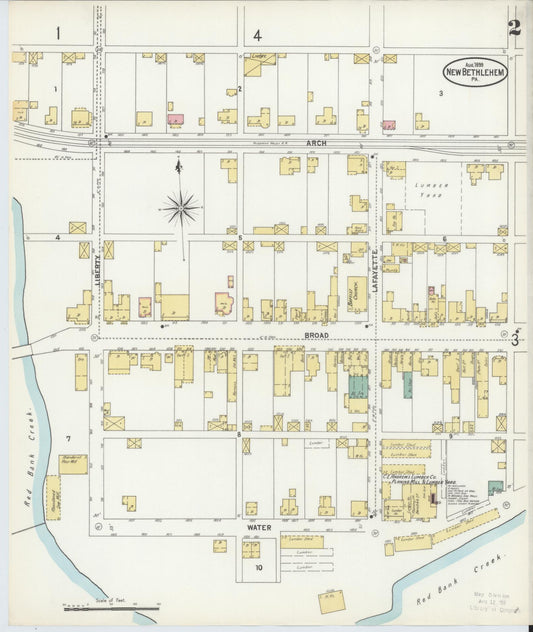 Sanborn Fire Insurance Map from New Bethlehem, Clarion County, Pennsylvania (1899), Sheet #0002 - Historic Sanborn Fire Insurance Map Print, vintage old map wall art, antique decor, genealogy gift, Pennsylvania Pennsylvania map