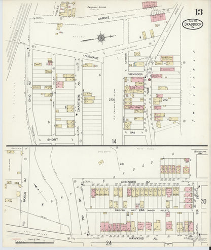 Sanborn Fire Insurance Map from Braddock, Allegheny County, Pennsylvania (1914), Sheet #0013 - Complete Map Set gallery image, historic Sanborn map, vintage wall art, Pennsylvania Pennsylvania
