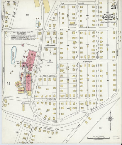 Sanborn Fire Insurance Map from La Grange, Troup County, Georgia (1921), Sheet #0026 - Complete Map Set gallery image, historic Sanborn map, vintage wall art, Georgia Georgia