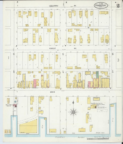 Sanborn Fire Insurance Map from Frankfort, Benzie County, Michigan (1899), Sheet #0002 - Complete Map Set gallery image, historic Sanborn map, vintage wall art, Michigan Michigan