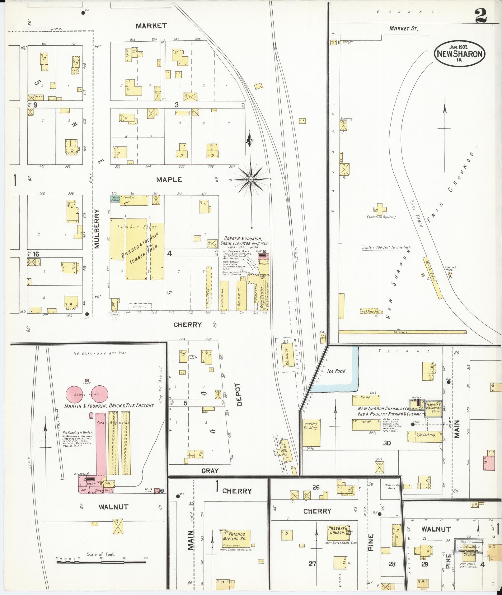Sanborn Fire Insurance Map from New Sharon, Mahaska County, Iowa (1902), Sheet #0002 - Historic Sanborn Fire Insurance Map Print