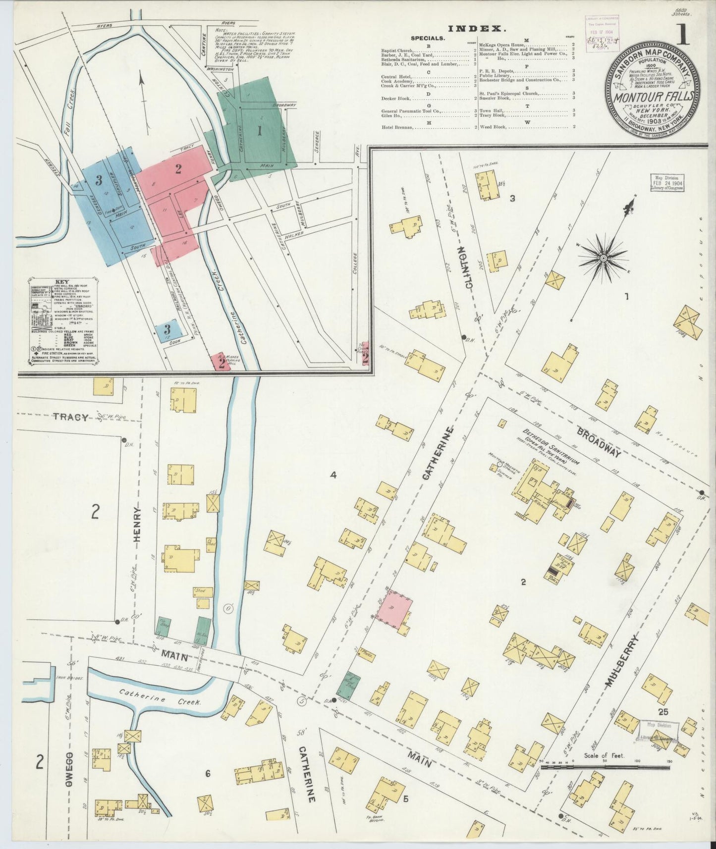 Sanborn Fire Insurance Map from Montour Falls, Schuyler County, New York. (1903) – Historic Sanborn Fire Insurance Map Print