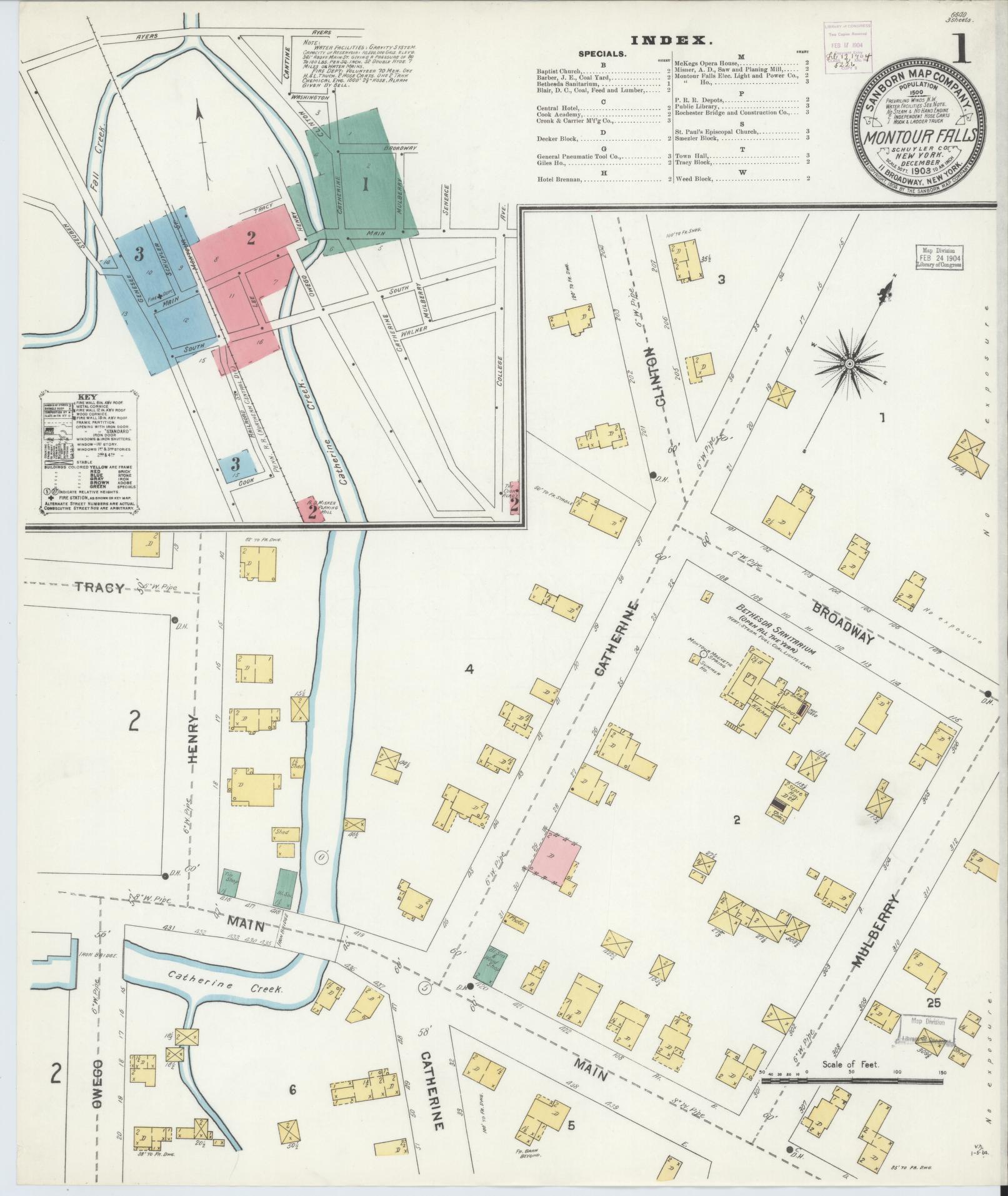 Sanborn Fire Insurance Map from Montour Falls, Schuyler County, New York. (1903) – Historic Sanborn Fire Insurance Map Print