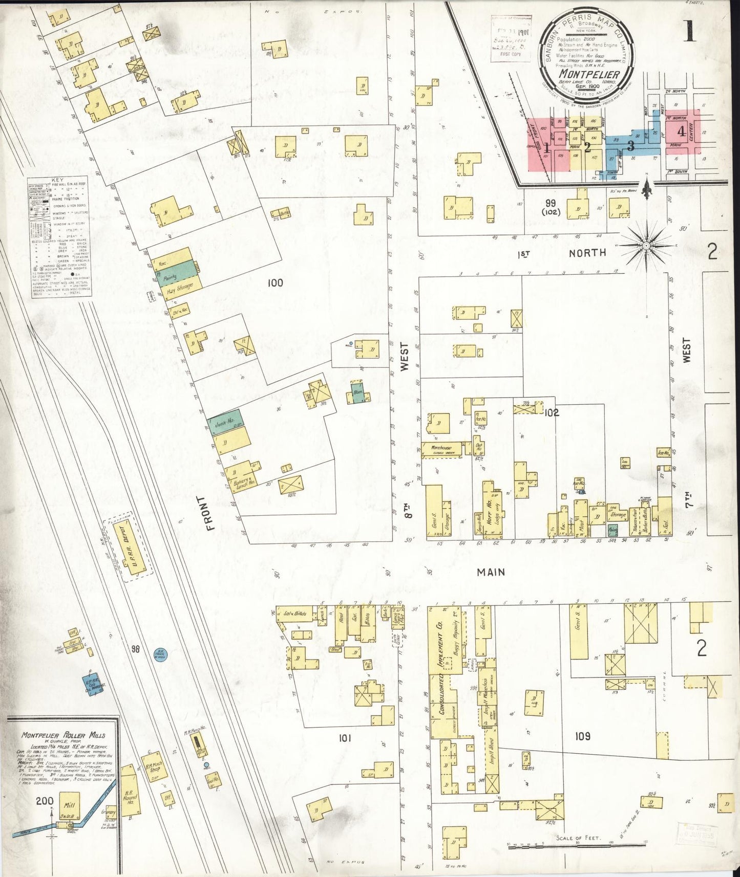 Sanborn Fire Insurance Map from Montpelier, Bear Lake County, Idaho (1900), Sheet #0001 - Historic Sanborn Fire Insurance Map Print, vintage old map wall art, antique decor, genealogy gift, Idaho Idaho map
