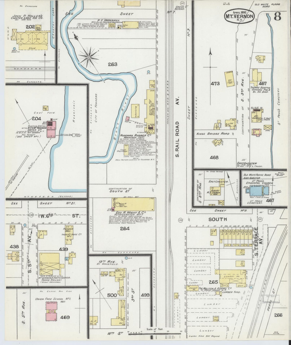 Sanborn Fire Insurance Map from Mount Vernon, Westchester County, New York (1892), Sheet #0008 - Complete Map Set gallery image, historic Sanborn map, vintage wall art, New York New York