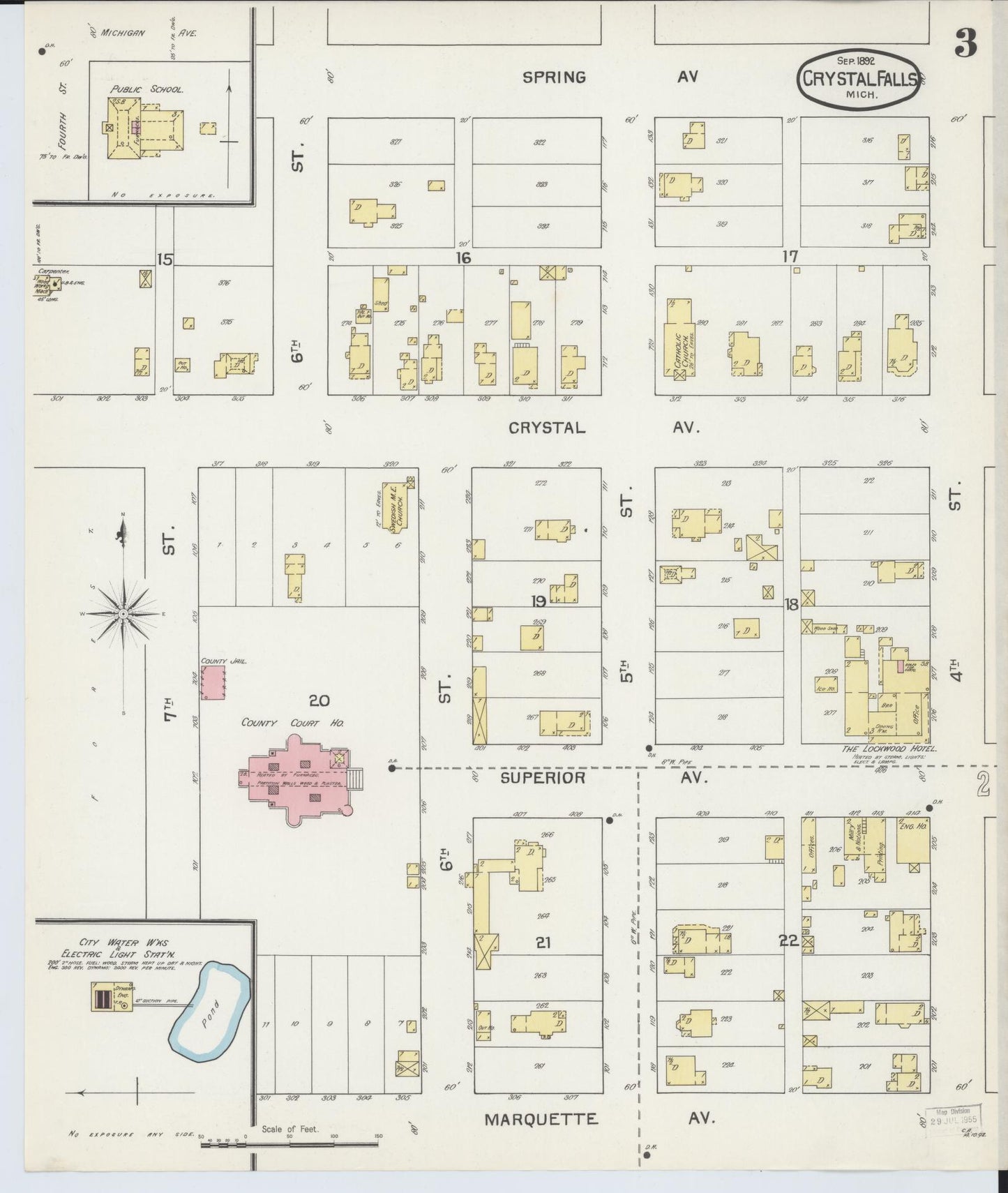 Sanborn Fire Insurance Map from Crystal Falls, Iron County, Michigan (1892), Sheet #0003 - Complete Map Set gallery image, historic Sanborn map, vintage wall art, Michigan Michigan