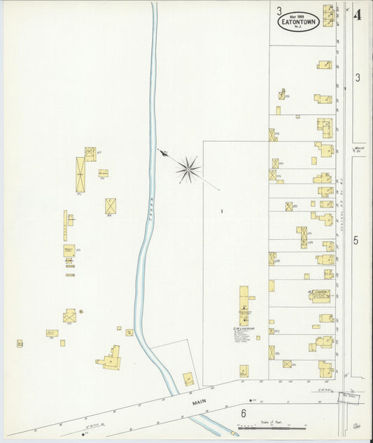 Sanborn Fire Insurance Map from Eatontown, Monmouth County, New Jersey (1909), Sheet #0004 - Historic Sanborn Fire Insurance Map Print, vintage old map wall art, antique decor, genealogy gift, New Jersey New Jersey map