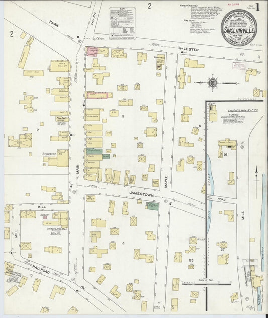 Sanborn Fire Insurance Map from Sinclairville, Chautauqua County, New York (1910), Sheet #0001 - Historic Sanborn Fire Insurance Map Print, vintage old map wall art, antique decor, genealogy gift, New York New York map