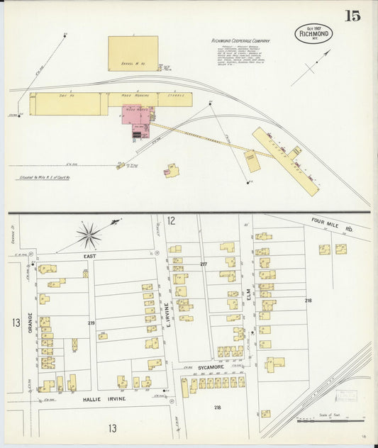 Sanborn Fire Insurance Map from Richmond, Madison County, Kentucky (1907), Sheet #0015 - Historic Sanborn Fire Insurance Map Print, vintage old map wall art, antique decor, genealogy gift, Kentucky Kentucky map