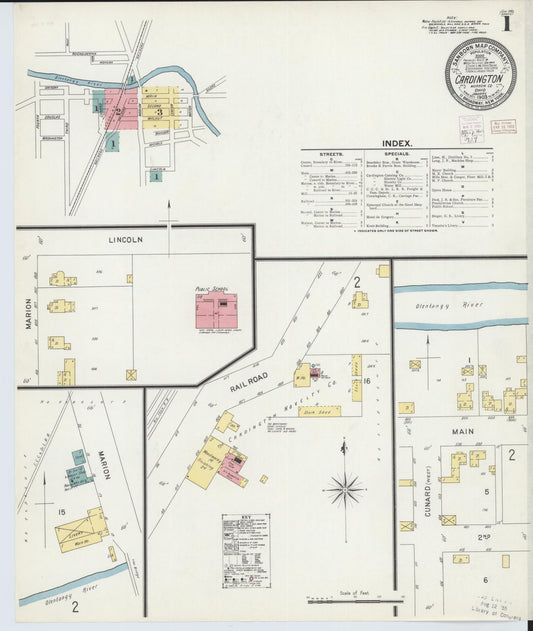 Sanborn Fire Insurance Map from Cardington, Morrow County, Ohio (1903), Sheet #0001 - Complete Map Set gallery image, historic Sanborn map, vintage wall art, Ohio Ohio