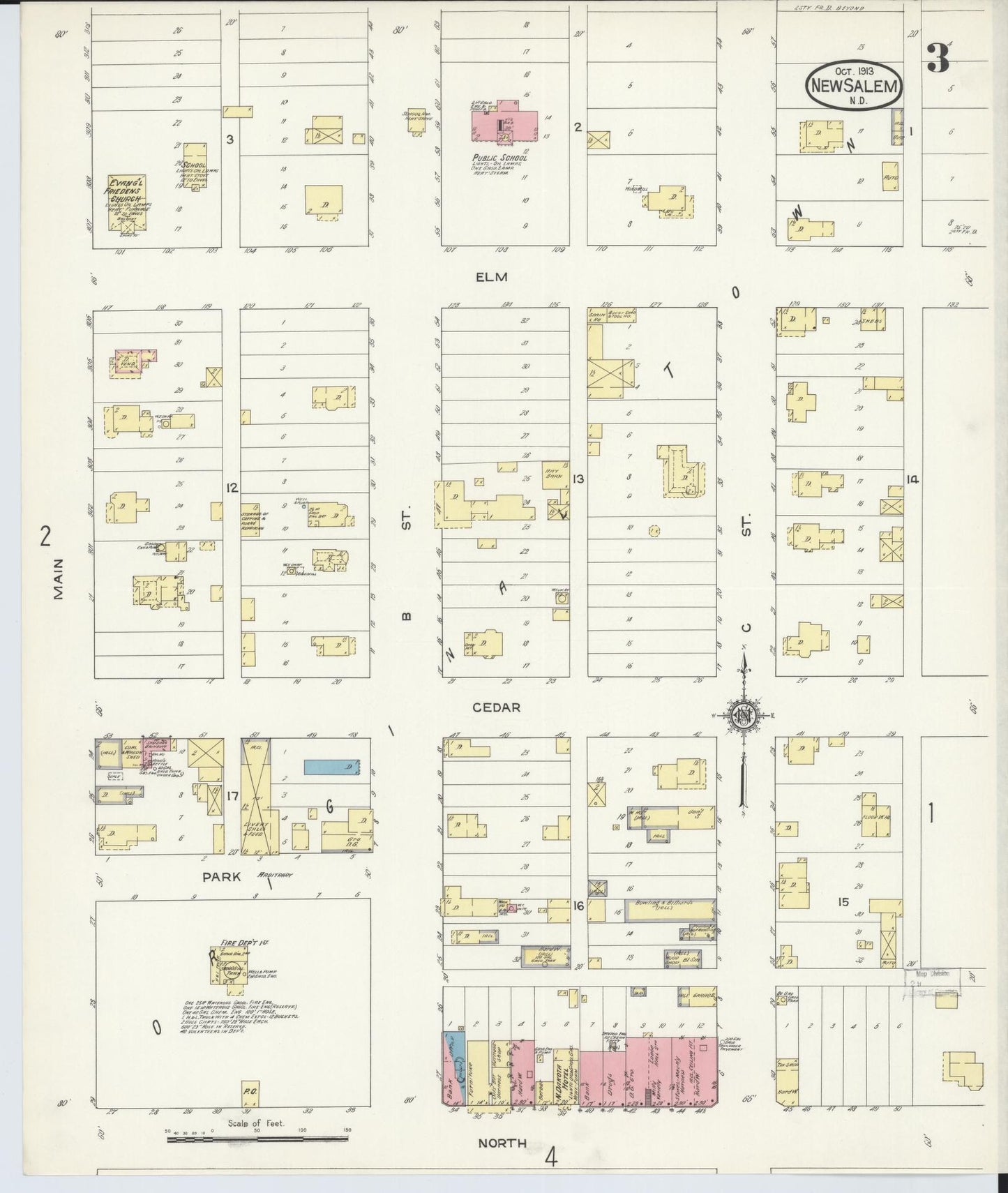 Sanborn Fire Insurance Map from New Salem, Morton County, North Dakota (1913), Sheet #0003 - Complete Map Set gallery image, historic Sanborn map, vintage wall art, North Dakota North Dakota