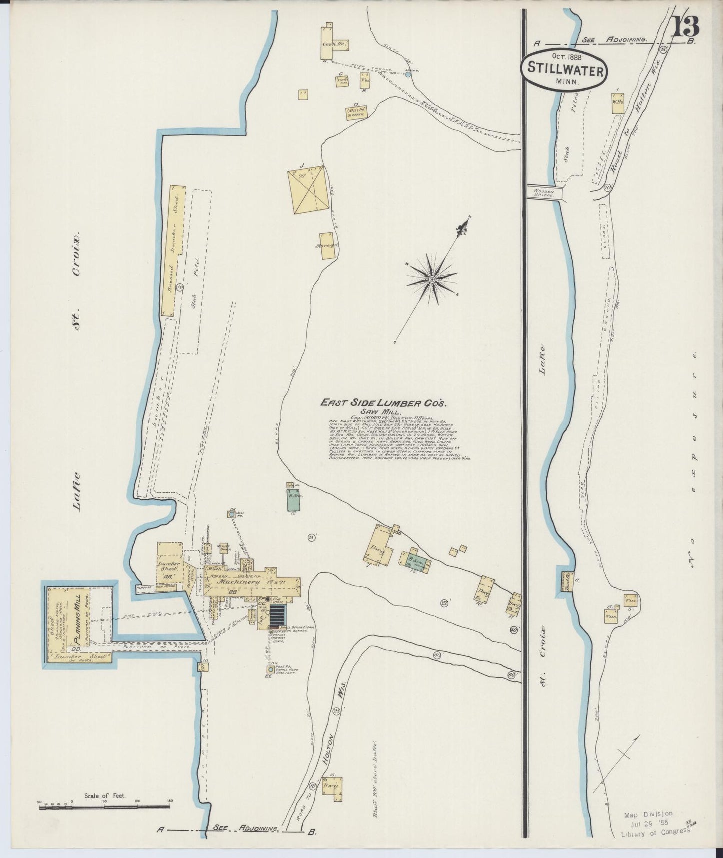 Sanborn Fire Insurance Map from Stillwater, Washington County, Minnesota (1888), Sheet #0013 - Complete Map Set gallery image, historic Sanborn map, vintage wall art, Minnesota Minnesota