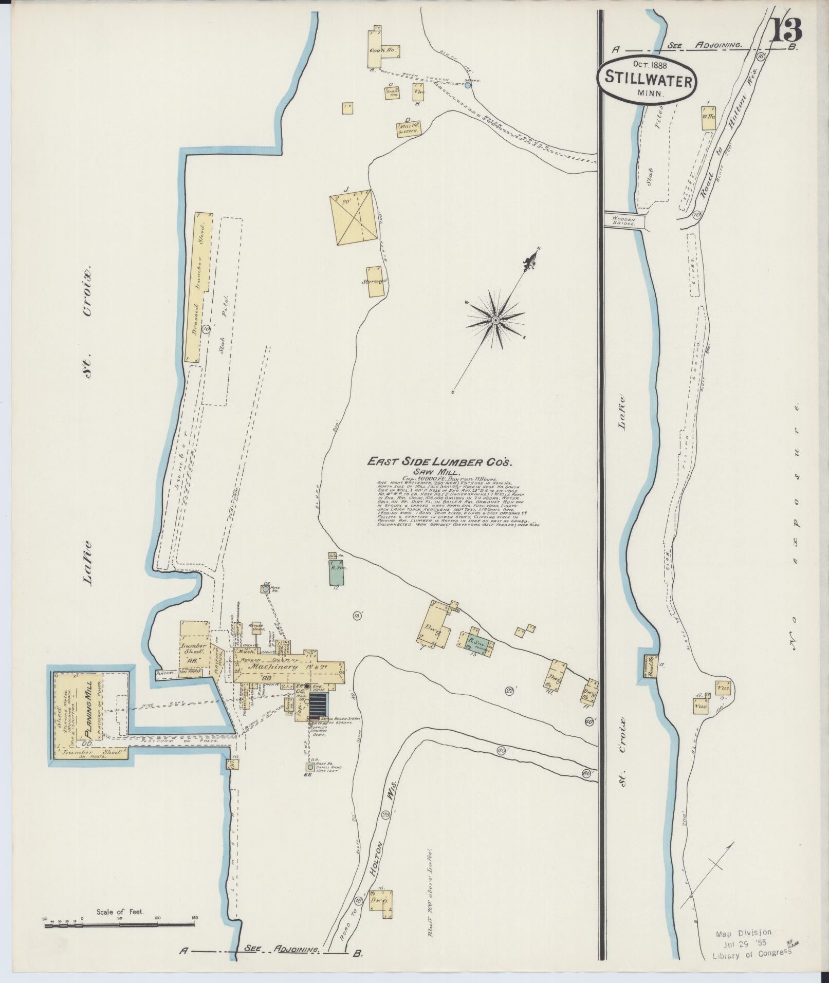 Sanborn Fire Insurance Map from Stillwater, Washington County, Minnesota (1888), Sheet #0013 - Complete Map Set gallery image, historic Sanborn map, vintage wall art, Minnesota Minnesota