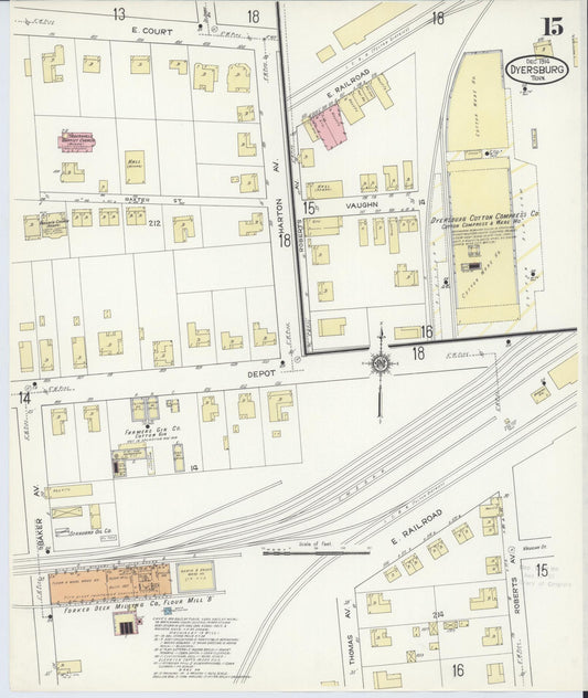 Sanborn Fire Insurance Map from Dyersburg, Dyer County, Tennessee (1914), Sheet #0015 - Historic Sanborn Fire Insurance Map Print, vintage old map wall art, antique decor, genealogy gift, Tennessee Tennessee map