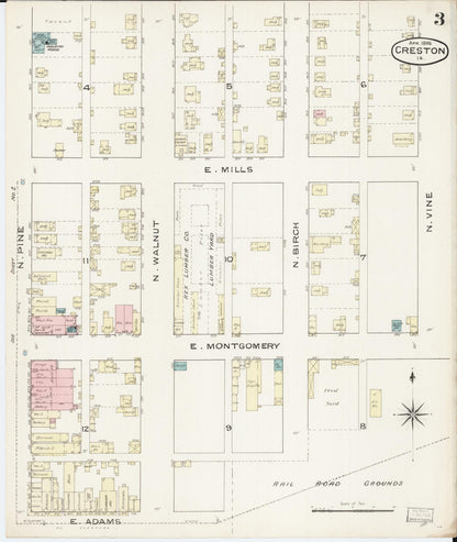 Sanborn Fire Insurance Map from Creston, Union County, Iowa (1886), Sheet #0003 - Historic Sanborn Fire Insurance Map Print