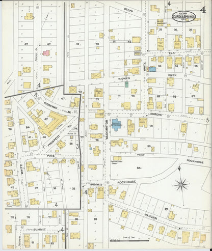 Sanborn Fire Insurance Map from Eureka Springs, Carroll County, Arkansas (1904), Sheet #0004 - Complete Map Set gallery image, historic Sanborn map, vintage wall art, Arkansas Arkansas