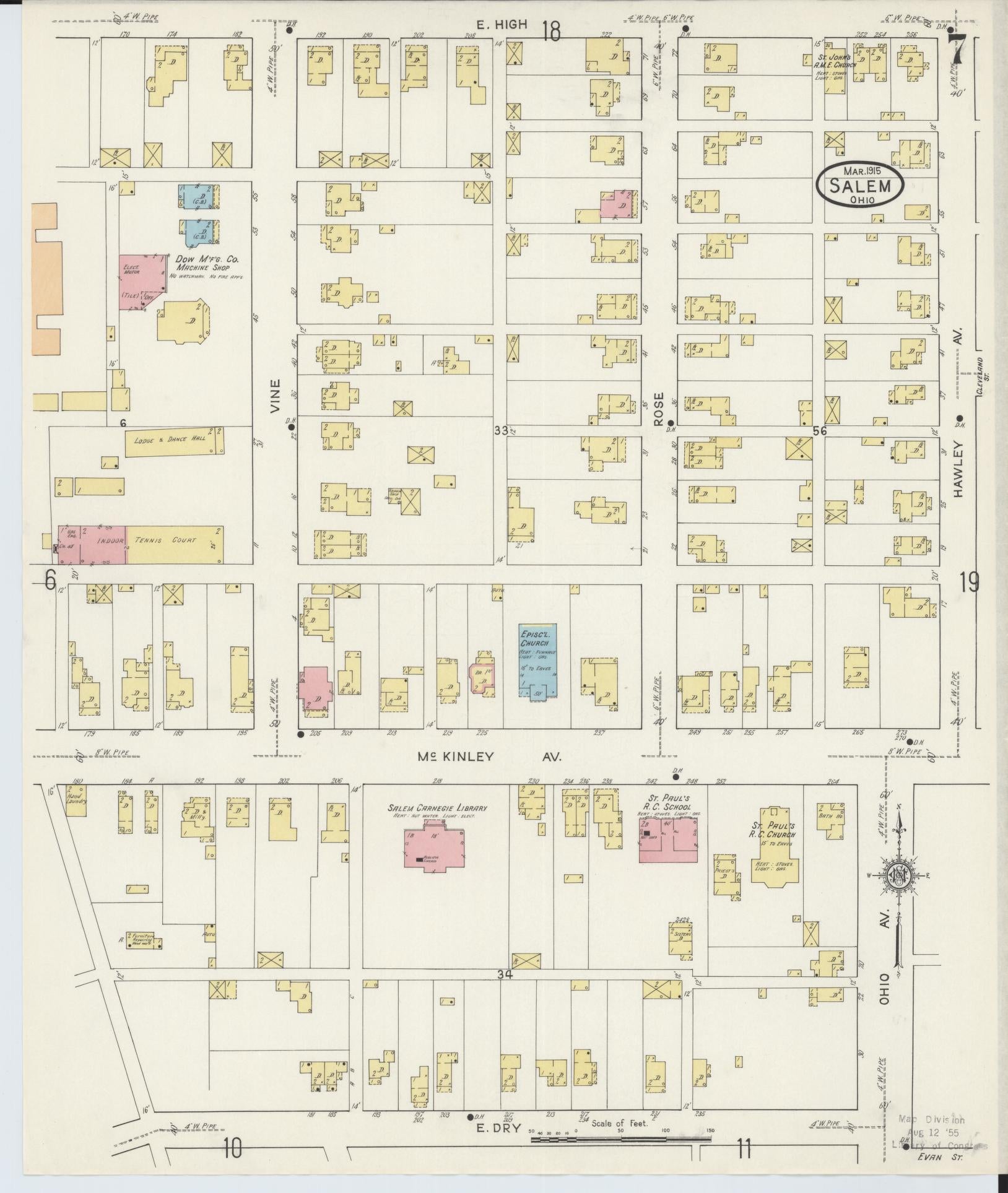 Sanborn Fire Insurance Map from Salem, Columbiana County, Ohio (1915), Sheet #0007 - Complete Map Set gallery image, historic Sanborn map, vintage wall art, Ohio Ohio