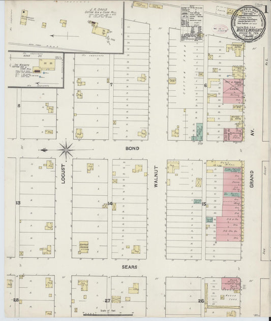 Sanborn Fire Insurance Map from Whitewright, Grayson County, Texas (1891), Sheet #0001 - Historic Sanborn Fire Insurance Map Print, vintage old map wall art, antique decor, genealogy gift, Texas Texas map