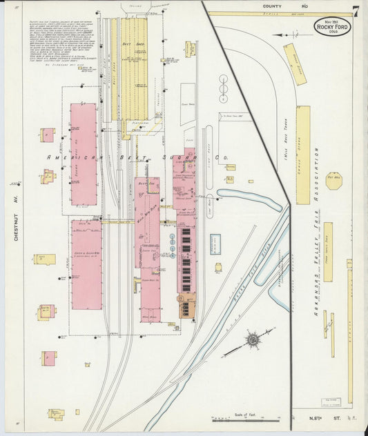 Sanborn Fire Insurance Map from Rocky Ford, Otero County, Colorado (1911), Sheet #0007 - Historic Sanborn Fire Insurance Map Print, vintage old map wall art, antique decor, genealogy gift, Colorado Colorado map