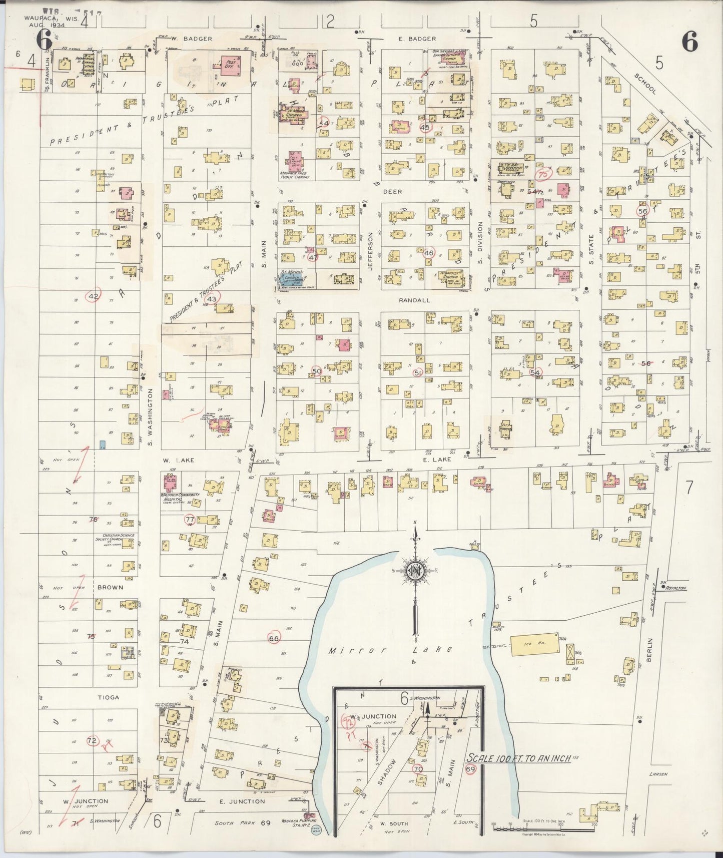 Sanborn Fire Insurance Map from Waupaca, Waupaca County, Wisconsin (1941), Sheet #0006 - Complete Map Set gallery image, historic Sanborn map, vintage wall art, Wisconsin Wisconsin