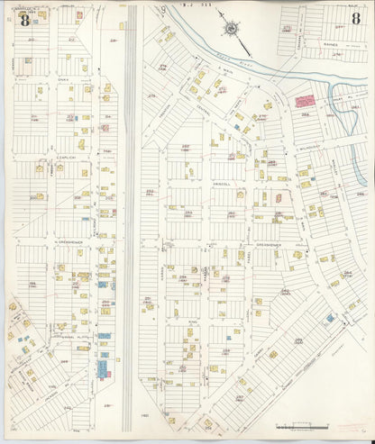 Sanborn Fire Insurance Map from Manville, Somerset County, New Jersey (1949), Sheet #0008 - Historic Sanborn Fire Insurance Map Print, vintage old map wall art, antique decor, genealogy gift, New Jersey New Jersey map