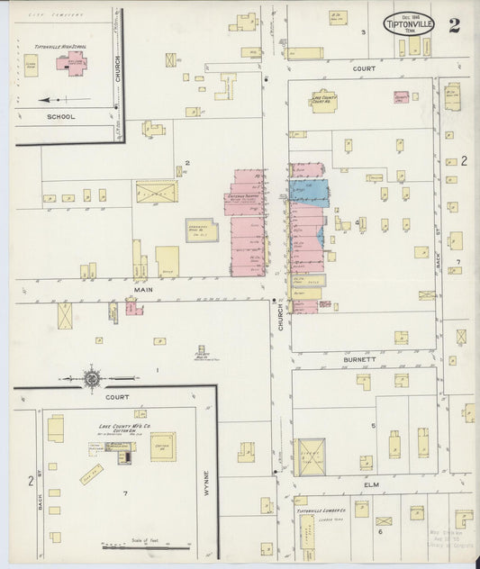 Sanborn Fire Insurance Map from Tiptonville, Lake County, Tennessee (1914), Sheet #0002 - Historic Sanborn Fire Insurance Map Print, vintage old map wall art, antique decor, genealogy gift, Tennessee Tennessee map