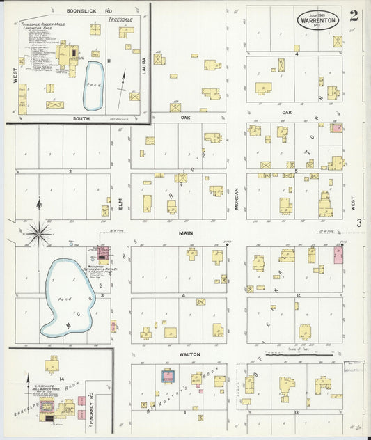 Sanborn Fire Insurance Map from Warrenton, Warren County, Missouri (1909), Sheet #0002 - Historic Sanborn Fire Insurance Map Print, vintage old map wall art, antique decor, genealogy gift, Missouri Missouri map