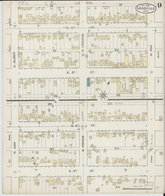 Sanborn Fire Insurance Map from Leadville, Lake County, Colorado (1886), Sheet #0009 - Historic Sanborn Fire Insurance Map Print, vintage old map wall art, antique decor, genealogy gift, Colorado Colorado map