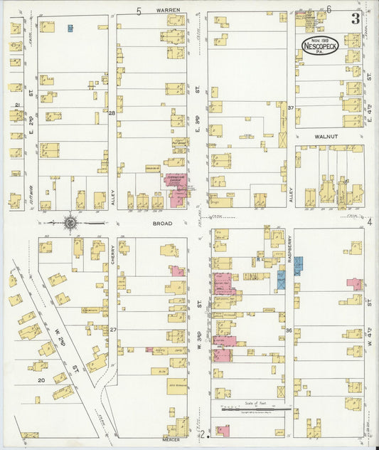 Sanborn Fire Insurance Map from Nescopeck, Luzerne County, Pennsylvania (1919), Sheet #0003 - Historic Sanborn Fire Insurance Map Print, vintage old map wall art, antique decor, genealogy gift, Pennsylvania Pennsylvania map