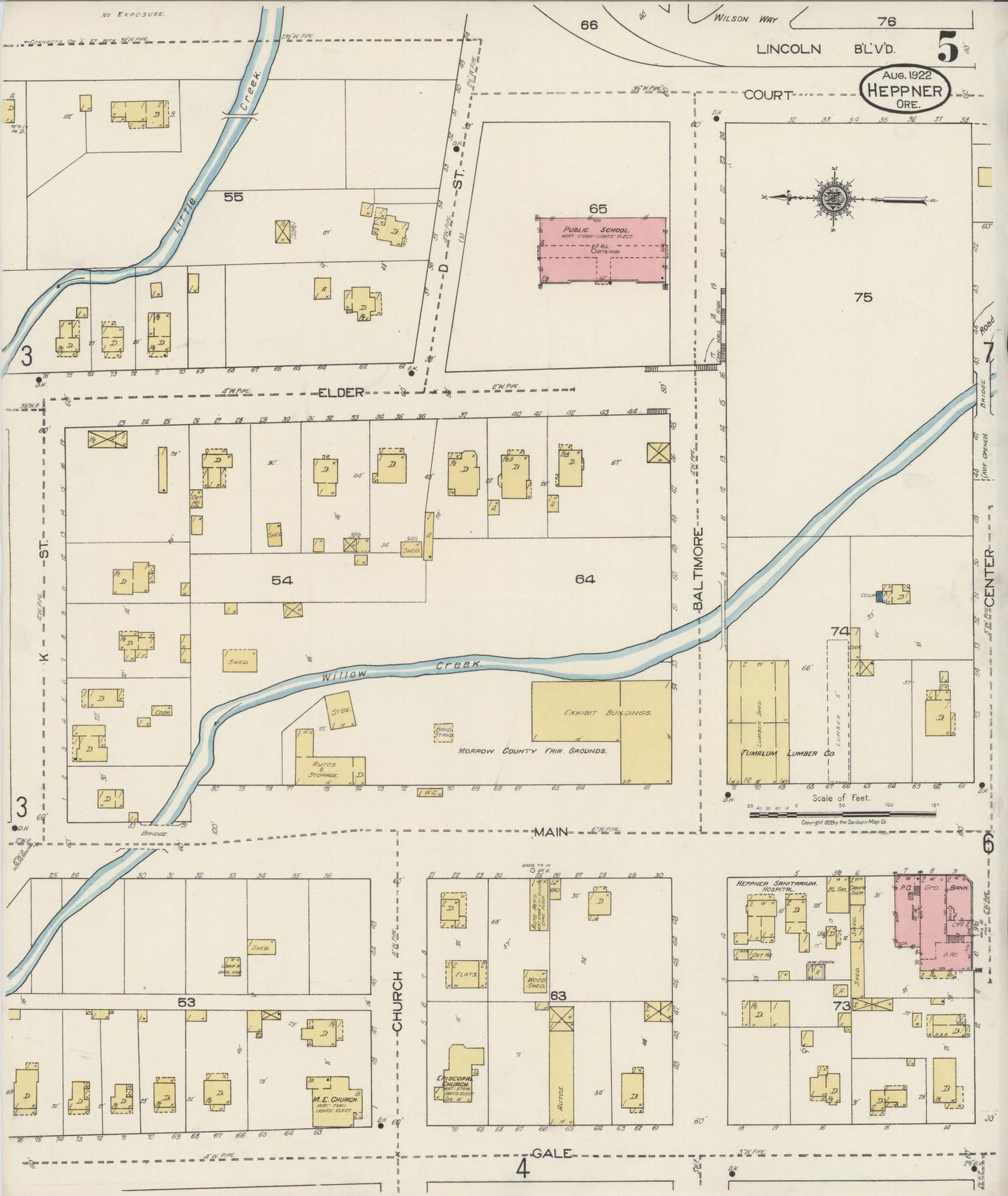 Sanborn Fire Insurance Map from Heppner, Morrow County, Oregon (1922), Sheet #0005 - Complete Map Set gallery image, historic Sanborn map, vintage wall art, Oregon Oregon