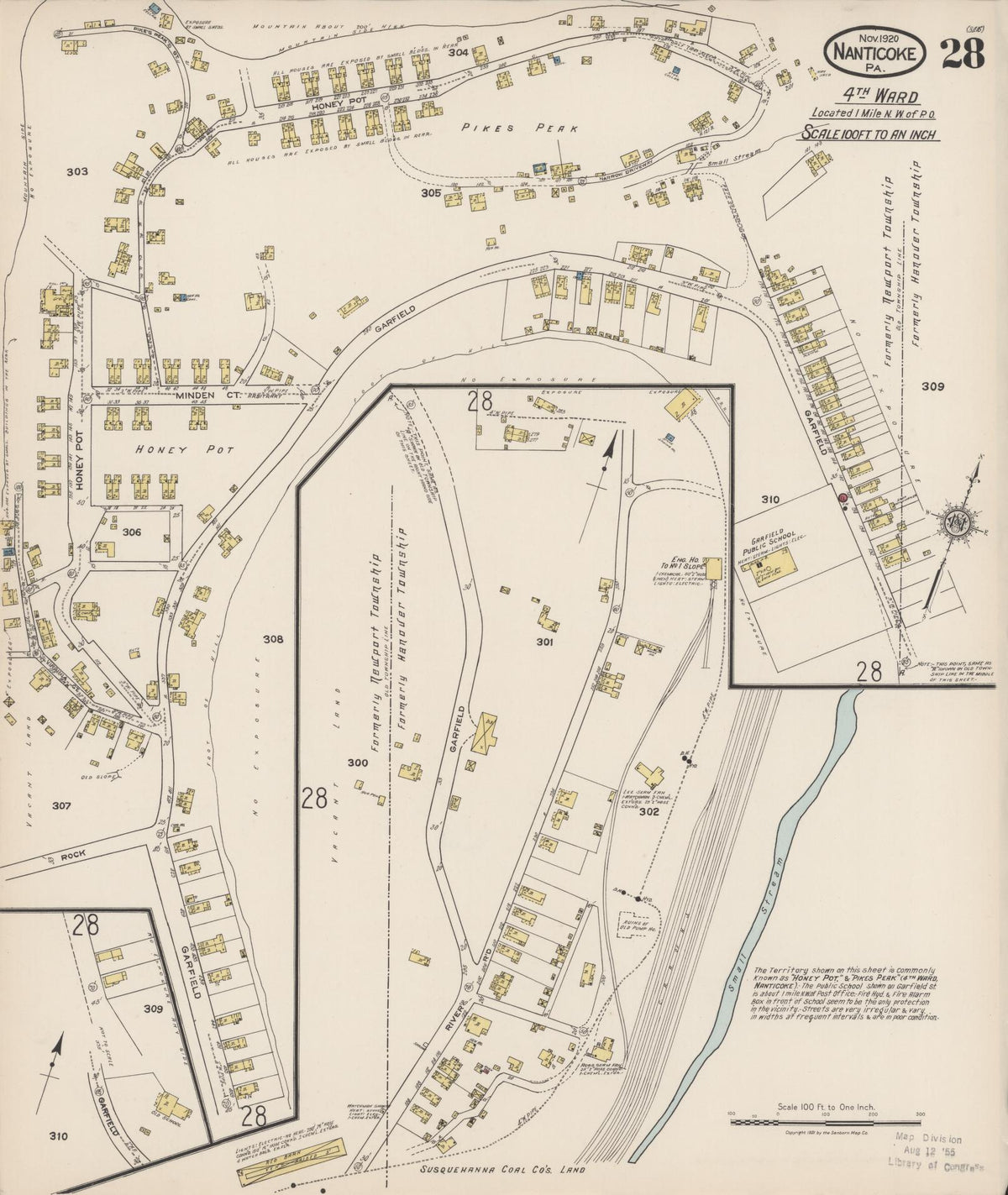 Sanborn Fire Insurance Map from Nanticoke, Luzerne County, Pennsylvania (1920), Sheet #0028 - Complete Map Set gallery image, historic Sanborn map, vintage wall art, Pennsylvania Pennsylvania