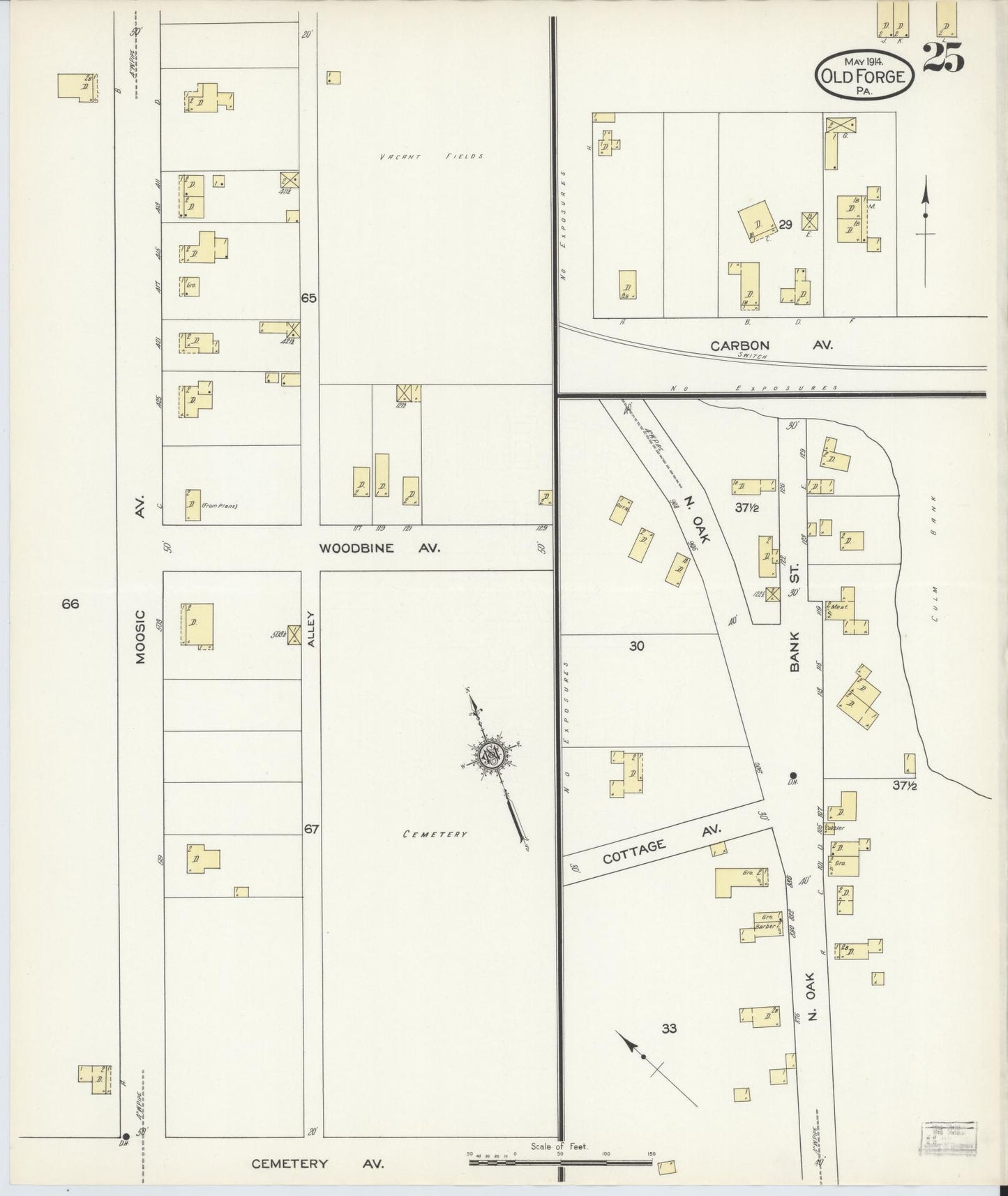 Sanborn Fire Insurance Map from Old Forge, Lackawanna County, Pennsylvania (1914), Sheet #0025 - Historic Sanborn Fire Insurance Map Print, vintage old map wall art, antique decor, genealogy gift, Pennsylvania Pennsylvania map