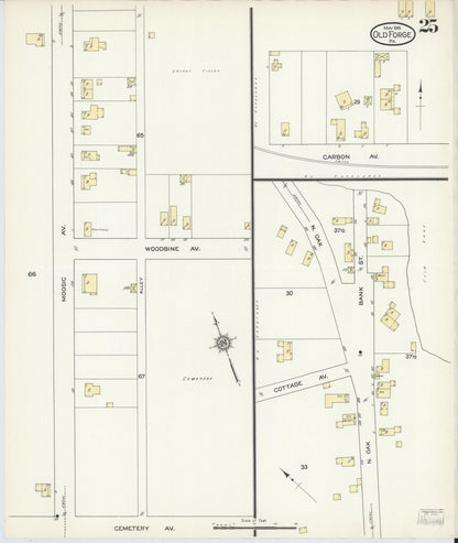 Sanborn Fire Insurance Map from Old Forge, Lackawanna County, Pennsylvania (1914), Sheet #0025 - Historic Sanborn Fire Insurance Map Print, vintage old map wall art, antique decor, genealogy gift, Pennsylvania Pennsylvania map
