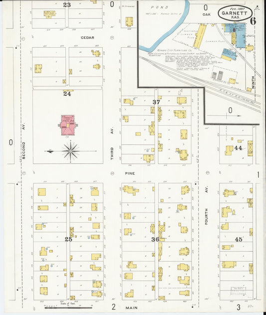 Sanborn Fire Insurance Map from Garnett, Anderson County, Kansas (1897), Sheet #0006 - Historic Sanborn Fire Insurance Map Print, vintage old map wall art, antique decor, genealogy gift, Kansas Kansas map