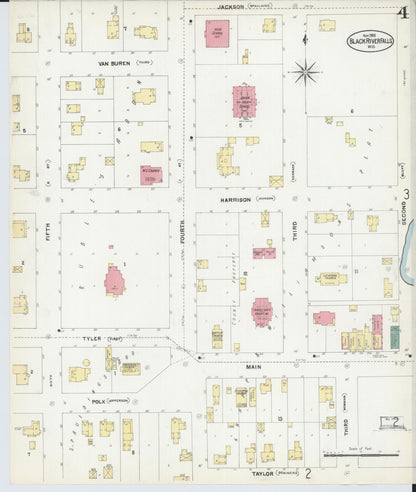 Sanborn Fire Insurance Map from Black River Falls, Jackson County, Wisconsin (1902), Sheet #0004 - Complete Map Set gallery image, historic Sanborn map, vintage wall art, Wisconsin Wisconsin